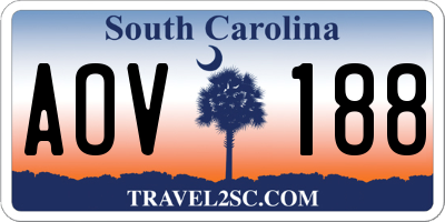 SC license plate AOV188