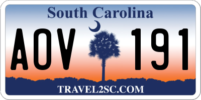 SC license plate AOV191