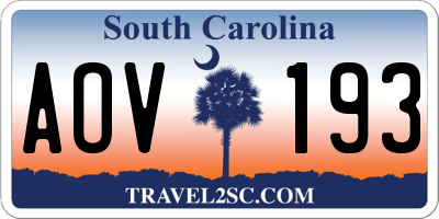 SC license plate AOV193