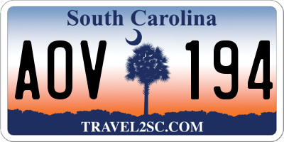 SC license plate AOV194