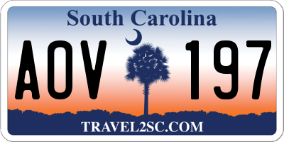 SC license plate AOV197