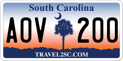 SC license plate AOV200