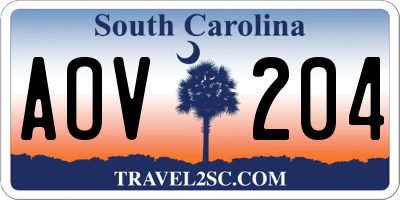 SC license plate AOV204