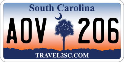 SC license plate AOV206