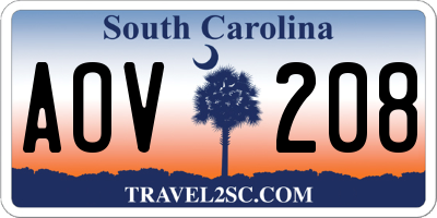 SC license plate AOV208