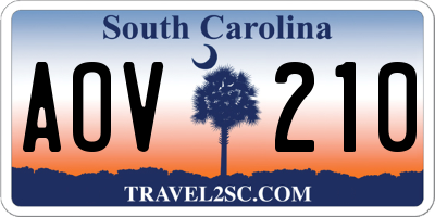 SC license plate AOV210