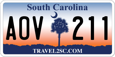 SC license plate AOV211