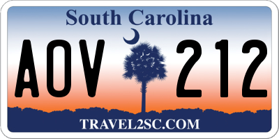 SC license plate AOV212