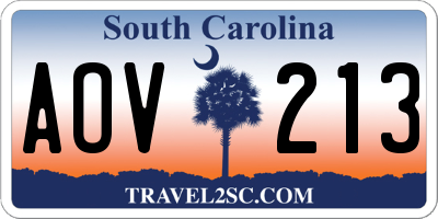 SC license plate AOV213