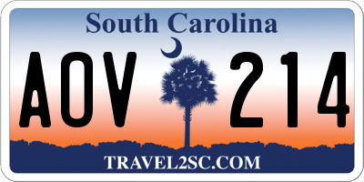 SC license plate AOV214