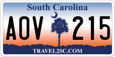 SC license plate AOV215