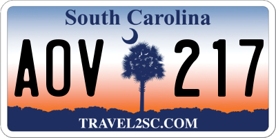 SC license plate AOV217