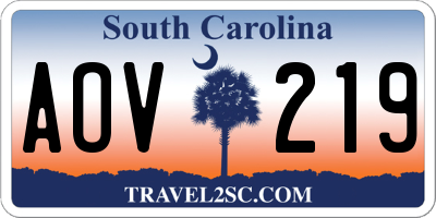 SC license plate AOV219