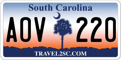 SC license plate AOV220