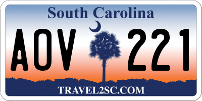 SC license plate AOV221