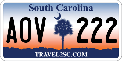 SC license plate AOV222