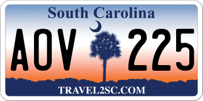 SC license plate AOV225