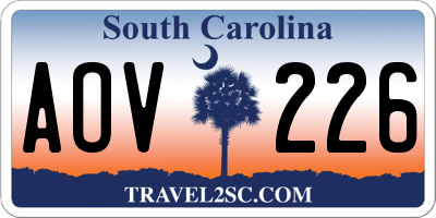 SC license plate AOV226