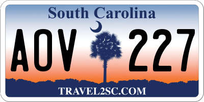 SC license plate AOV227
