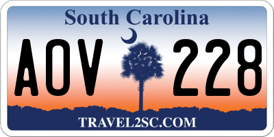 SC license plate AOV228