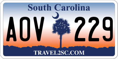 SC license plate AOV229