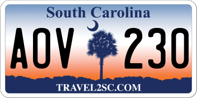 SC license plate AOV230