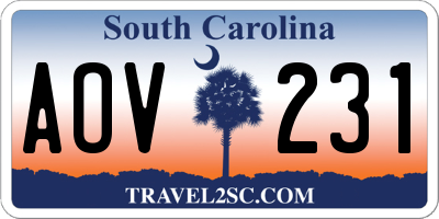SC license plate AOV231