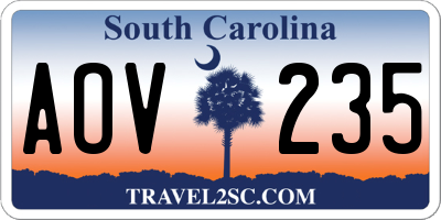 SC license plate AOV235