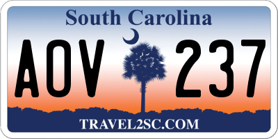 SC license plate AOV237