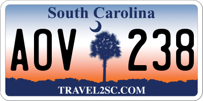 SC license plate AOV238