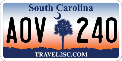 SC license plate AOV240