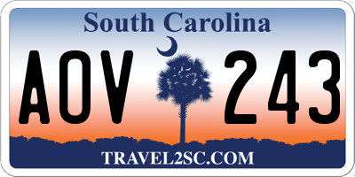 SC license plate AOV243