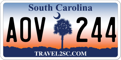 SC license plate AOV244