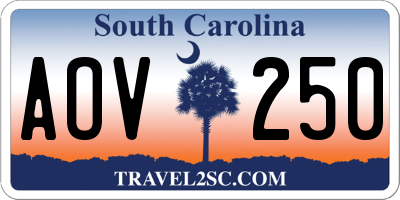 SC license plate AOV250