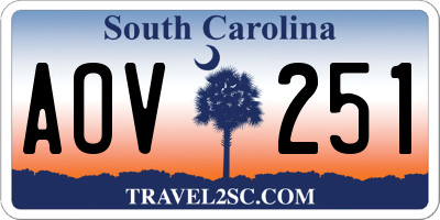SC license plate AOV251