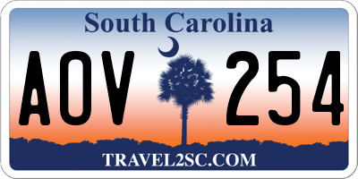 SC license plate AOV254