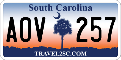 SC license plate AOV257