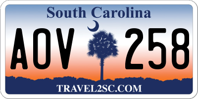 SC license plate AOV258