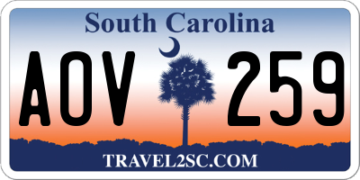 SC license plate AOV259