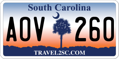 SC license plate AOV260