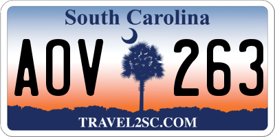 SC license plate AOV263