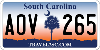 SC license plate AOV265