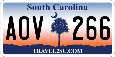 SC license plate AOV266