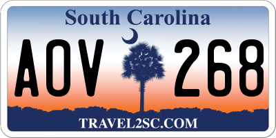 SC license plate AOV268