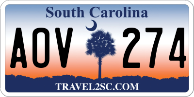 SC license plate AOV274