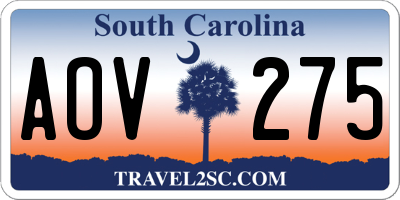 SC license plate AOV275