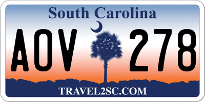 SC license plate AOV278