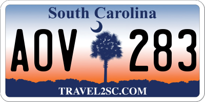 SC license plate AOV283