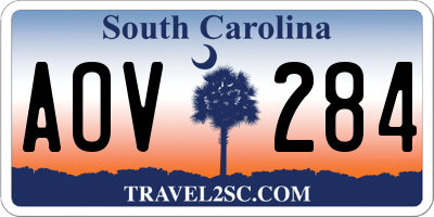 SC license plate AOV284