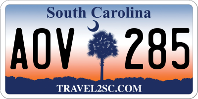 SC license plate AOV285